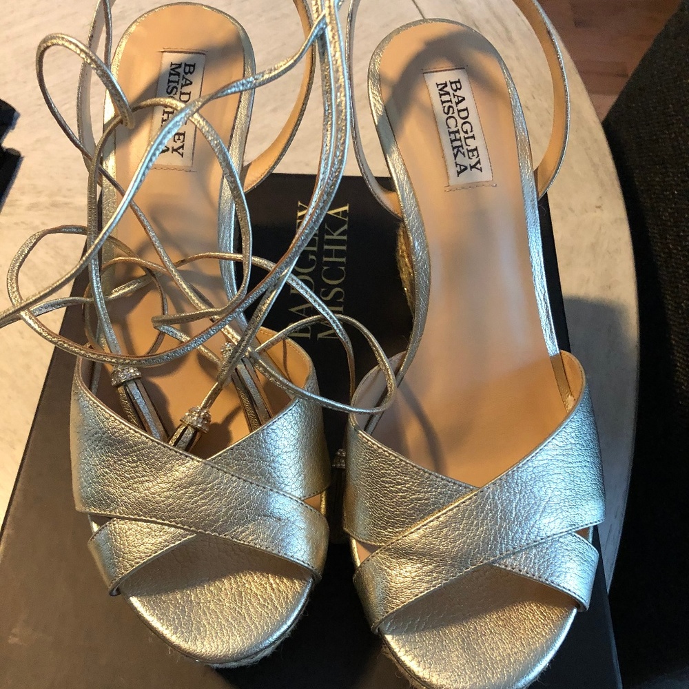 Badgley Mischka gold wedges